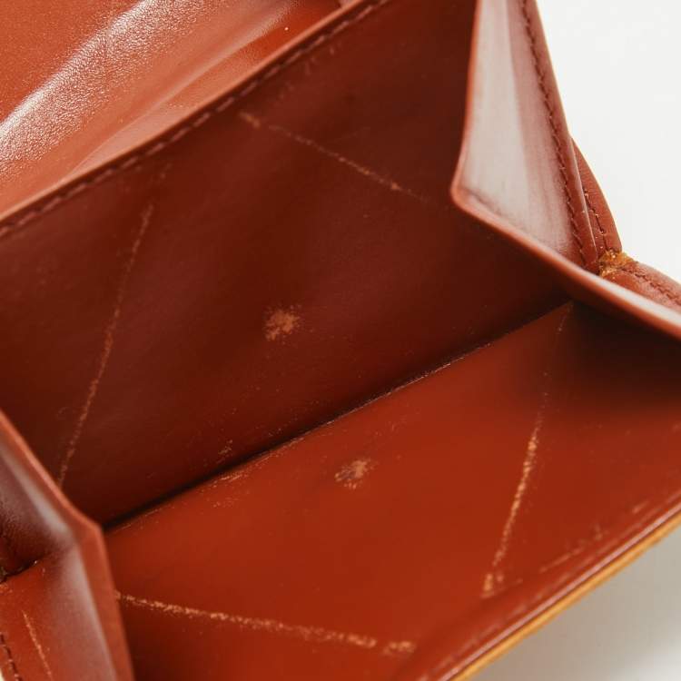 Pre Owned MCM Cognac Visetos Coated Canvas Trifold Compact Wallet
