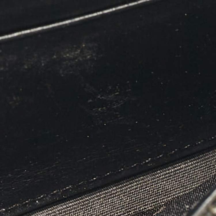 Pre Owned MCM Metallic Grey Leather Crystals Embellished Zip Continental Wallet