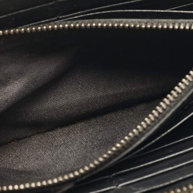Pre Owned MCM Metallic Grey Leather Crystals Embellished Zip Continental Wallet
