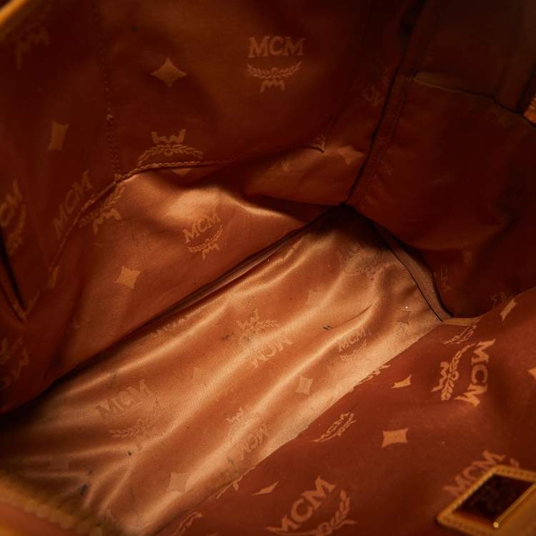 Pre Owned MCM Cognac Visetos Coated Canvas Medium Studded Stark Backpack