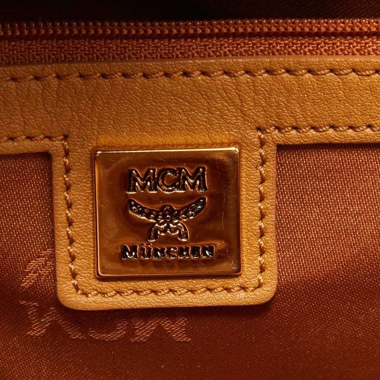 Pre Owned MCM Cognac Visetos Coated Canvas Medium Studded Stark Backpack