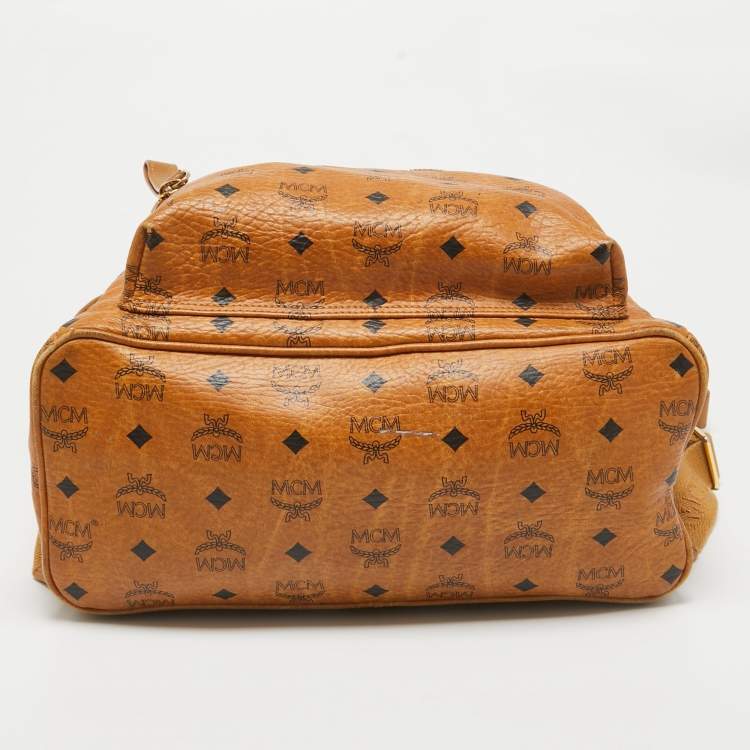 Pre Owned MCM Cognac Visetos Coated Canvas Medium Studded Stark Backpack
