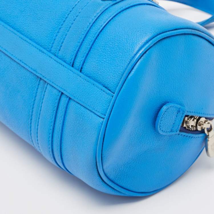 Pre Owned MCM Blue Leather Studded Heritage Barrel Bag