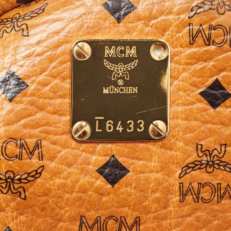 Pre Owned MCM Tan Visetos Coated Canvas and Leather Mini Stark Bebe Boo Backpack