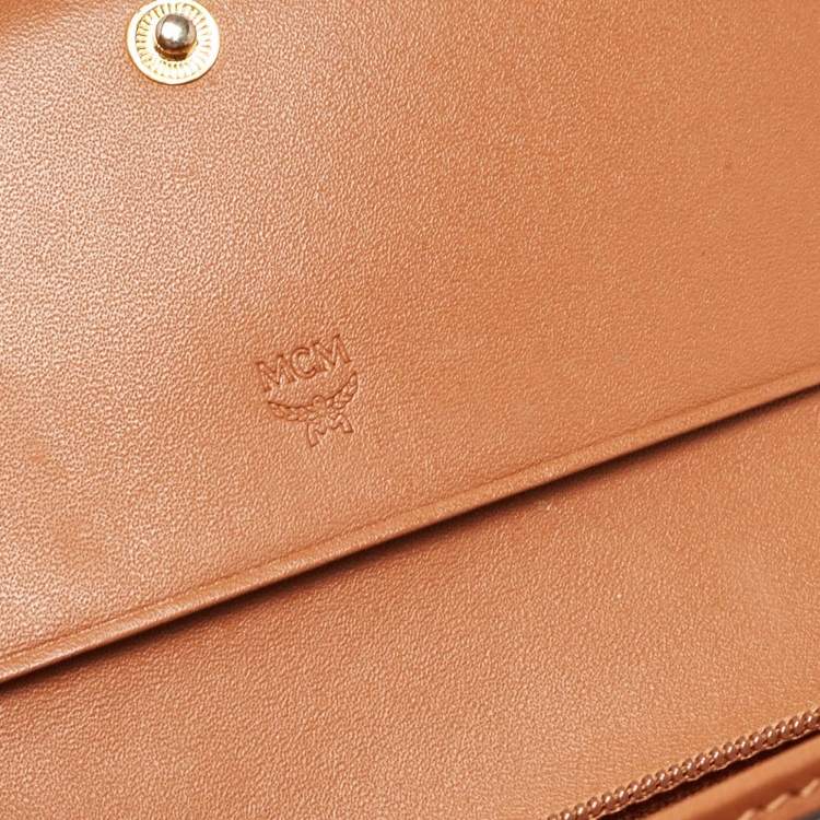 Pre Owned MCM Cognac Visetos Coated Canvas Trifold Wallet