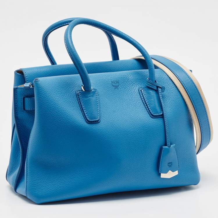 Pre Owned MCM Blue Leather Medium Milla Tote