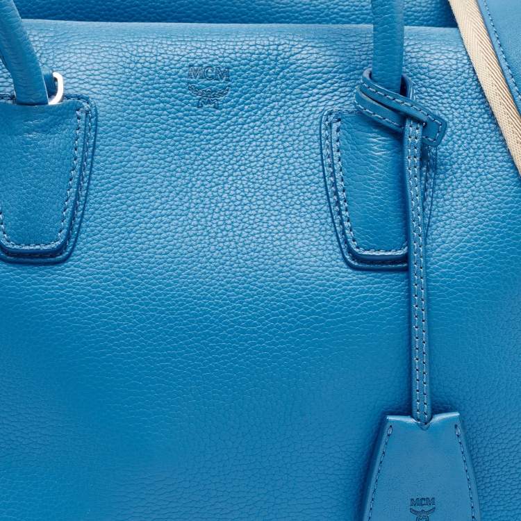 Pre Owned MCM Blue Leather Medium Milla Tote