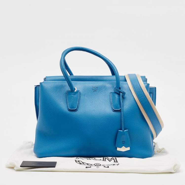 Pre Owned MCM Blue Leather Medium Milla Tote