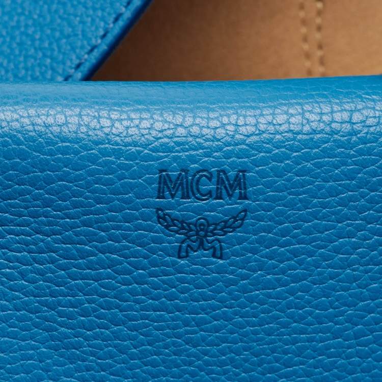 Pre Owned MCM Blue Leather Medium Milla Tote
