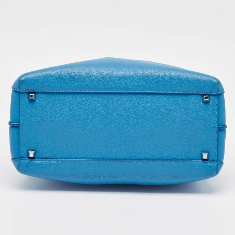 Pre Owned MCM Blue Leather Medium Milla Tote