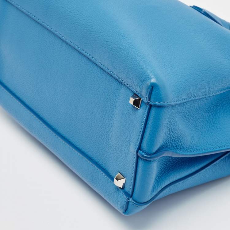 Pre Owned MCM Blue Leather Medium Milla Tote
