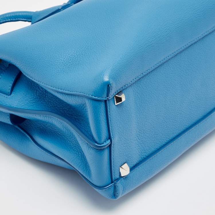 Pre Owned MCM Blue Leather Medium Milla Tote