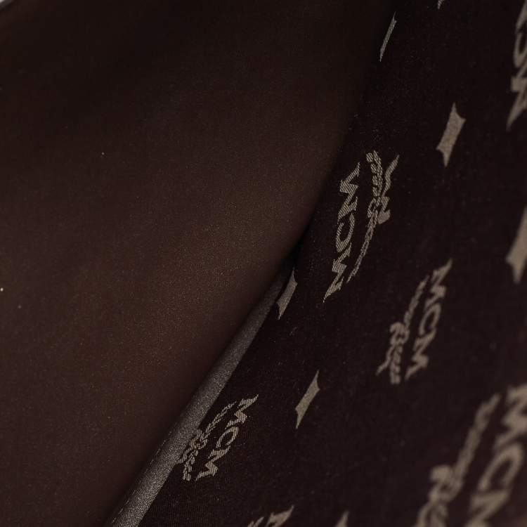 Pre Owned MCM Dark Brown Visetos Coated Canvas and Leather Envelope Clutch