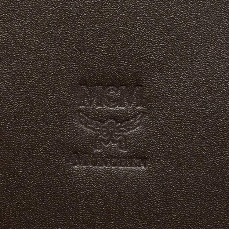 Pre Owned MCM Dark Brown Visetos Coated Canvas and Leather Envelope Clutch