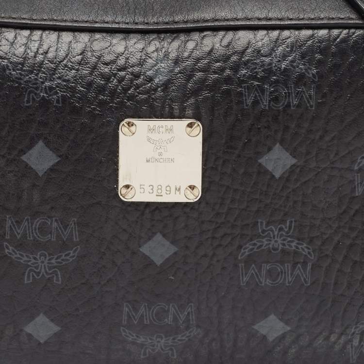 Pre Owned MCM Black Visetos Coated Canvas and Leather Camera Crossbody Bag