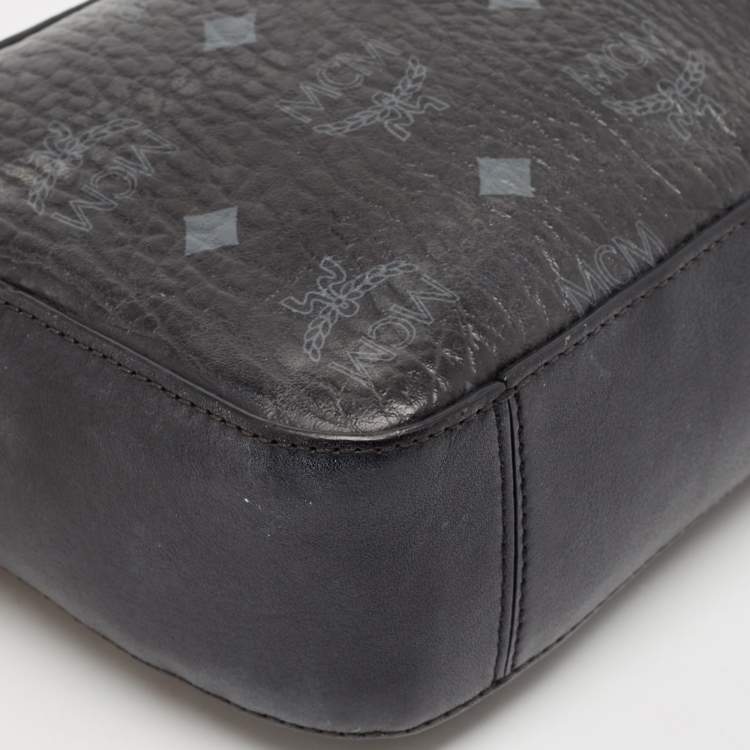 Pre Owned MCM Black Visetos Coated Canvas and Leather Camera Crossbody Bag
