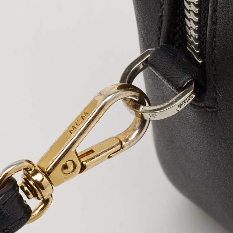 Pre Owned MCM Black Visetos Coated Canvas and Leather Camera Crossbody Bag