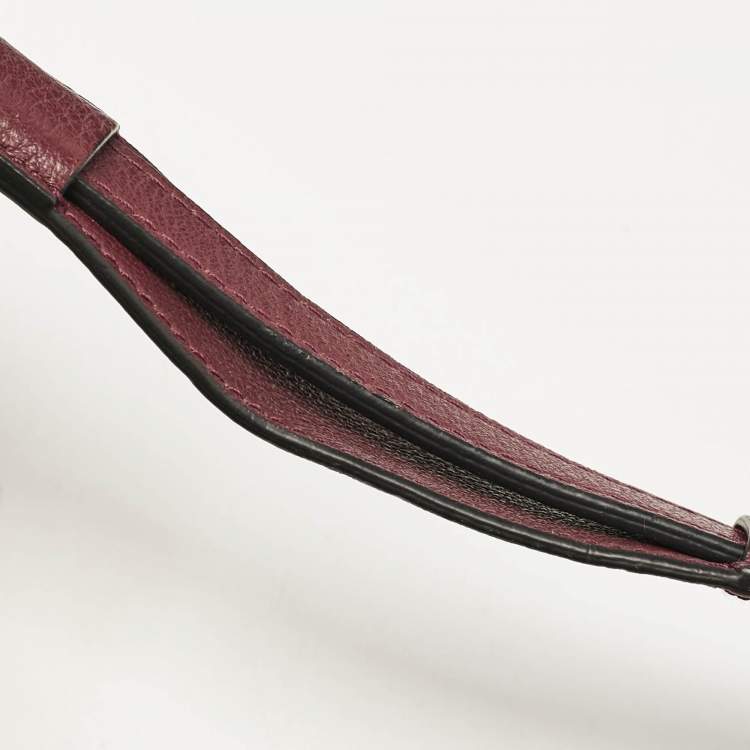 Pre Owned MCM Burgundy Embossed Leather Flap Top Handle Bag 