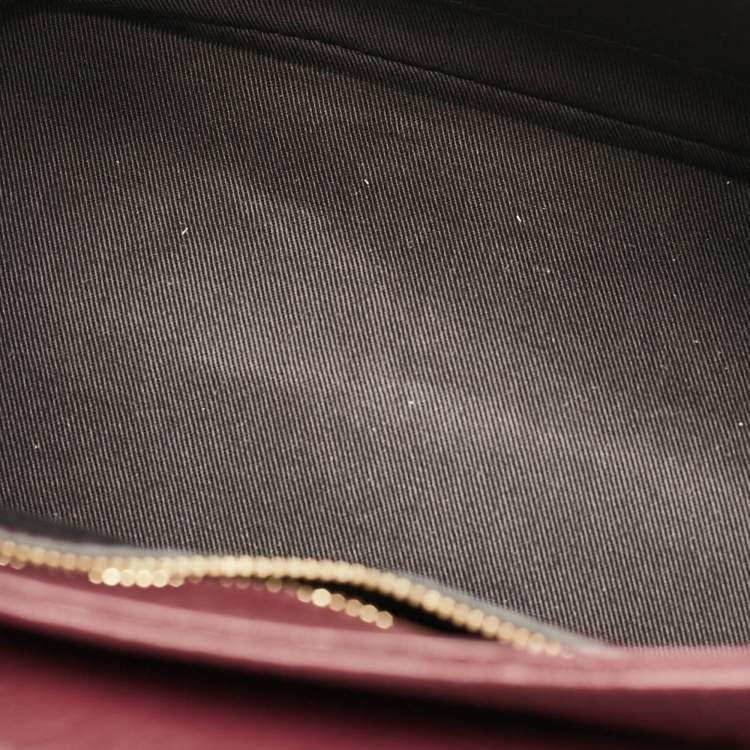 Pre Owned MCM Burgundy Embossed Leather Flap Top Handle Bag 