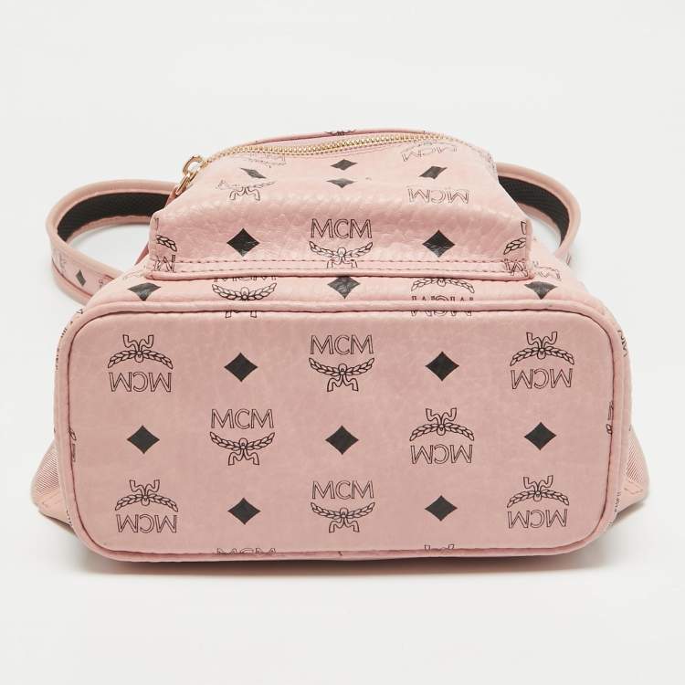 Pre Owned MCM Pink Visetos Coated Canvas Mini Side Studs Stark Backpack