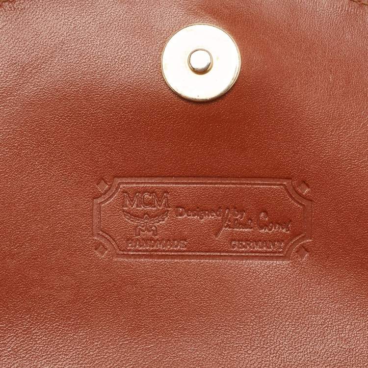 Pre Owned MCM Cognac Visetos Coated Canvas and Leather Messenger Flap Bag