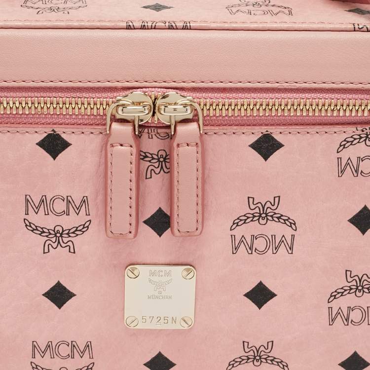 Pre Owned MCM Pink Visetos Coated Canvas and Leather Rockstar Vanity Case Bag