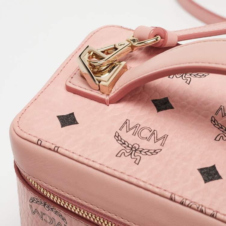 Pre Owned MCM Pink Visetos Coated Canvas and Leather Rockstar Vanity Case Bag
