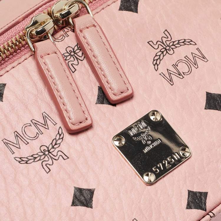 Pre Owned MCM Pink Visetos Coated Canvas and Leather Rockstar Vanity Case Bag