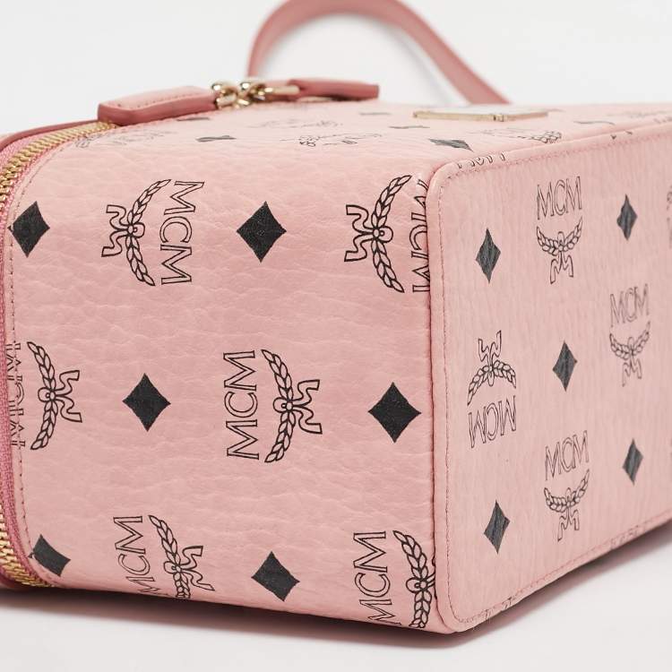 Pre Owned MCM Pink Visetos Coated Canvas and Leather Rockstar Vanity Case Bag
