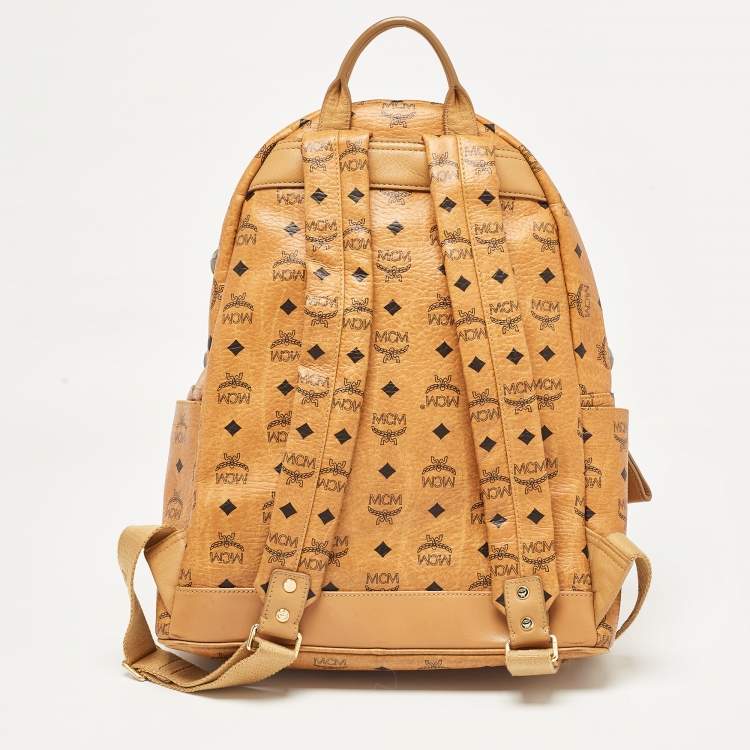 Pre Owned MCM Cognac Visetos Coated Canvas Large Stark Backpack