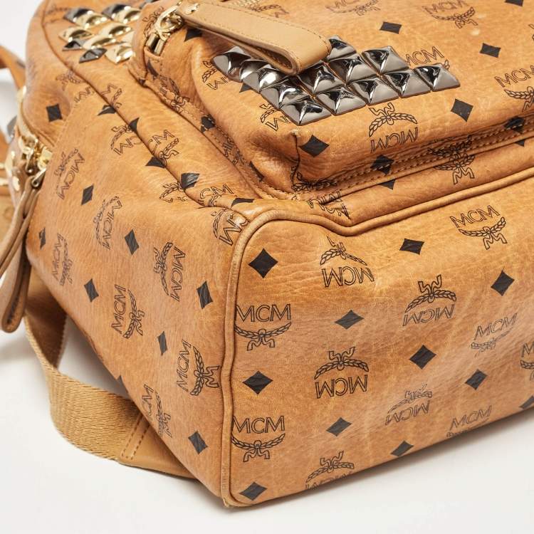 Pre Owned MCM Cognac Visetos Coated Canvas Large Stark Backpack