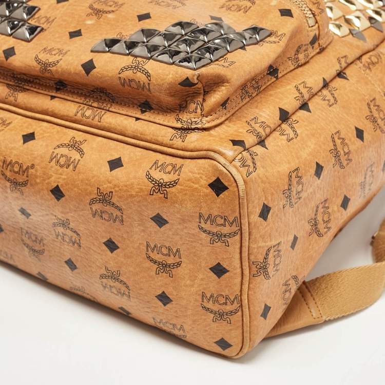 Pre Owned MCM Cognac Visetos Coated Canvas Large Stark Backpack