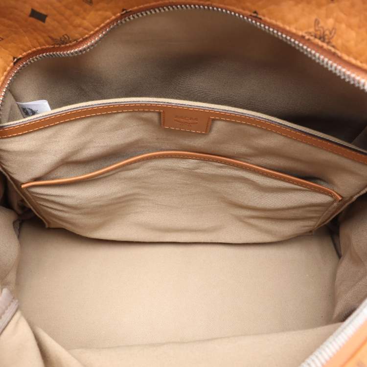 Pre Owned MCM Tricolor Cognac Viscos Coated Canvas Large Stark Backpack