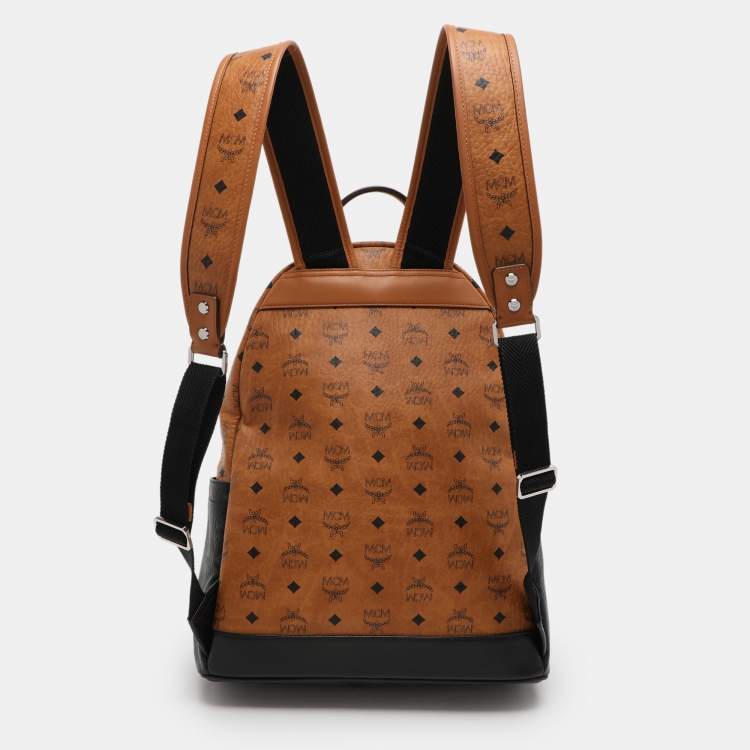 Pre Owned MCM Tricolor Cognac Viscos Coated Canvas Large Stark Backpack