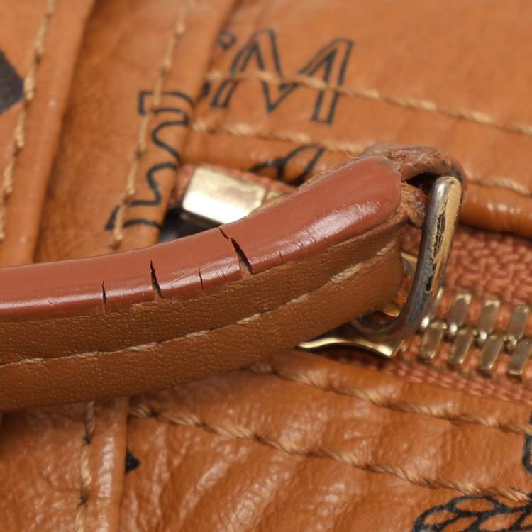 Pre Owned MCM Tan Cognac Visetos Coated Canvas and Leather Mini Stark Backpack