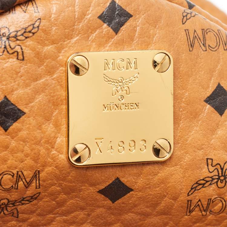 Pre Owned MCM Cognac Visetos Coated Canvas Small Studs Stark Backpack