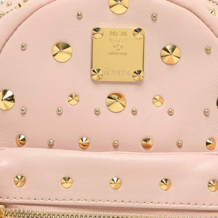 Pre Owned MCM Pink Leather X-mini Stark Bebe Boo Backpack