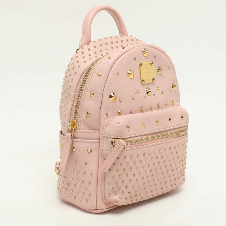 Pre Owned MCM Pink Leather X-mini Stark Bebe Boo Backpack