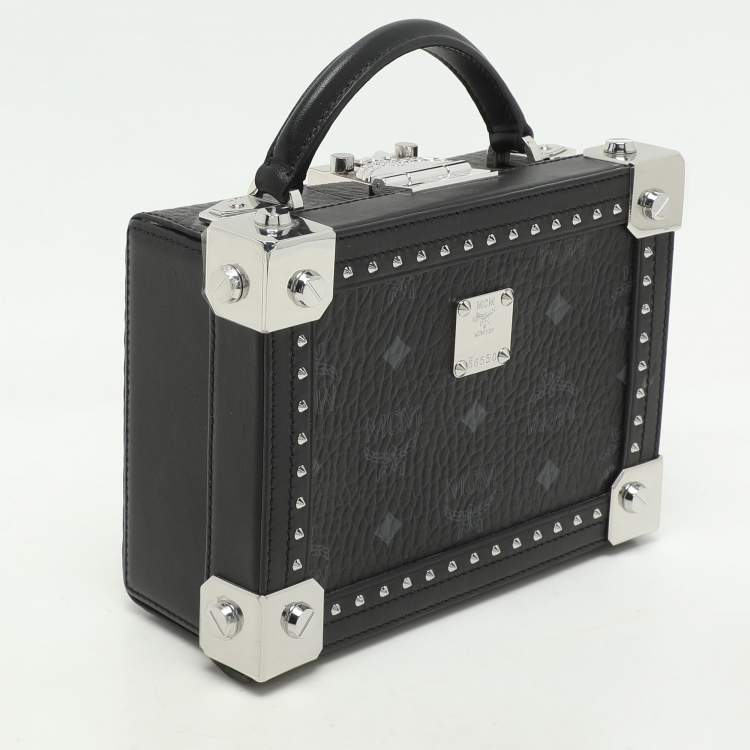 Pre Owned MCM Black Coated Canvas and Leather Berlin Box Bag