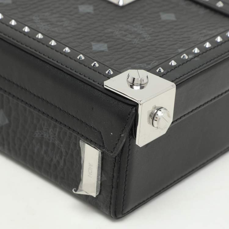 Pre Owned MCM Black Coated Canvas and Leather Berlin Box Bag