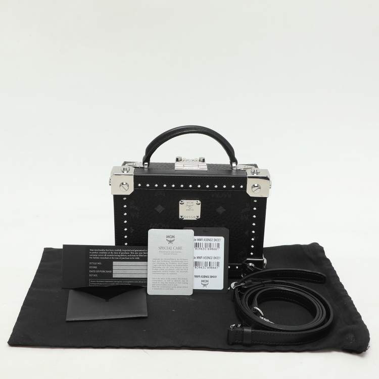 Pre Owned MCM Black Coated Canvas and Leather Berlin Box Bag