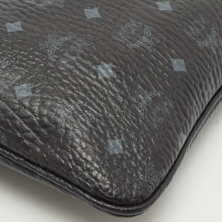 Pre Owned MCM Black Visetos Coated Canvas Slim Shoulder Bag