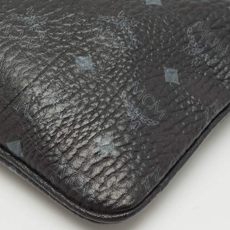 Pre Owned MCM Black Visetos Coated Canvas Slim Shoulder Bag