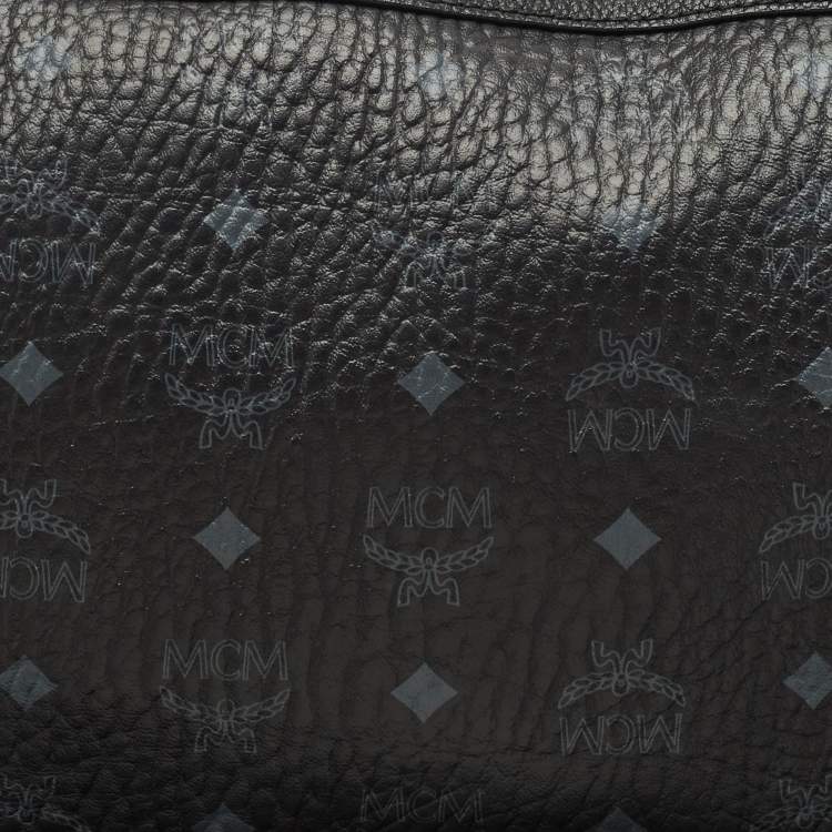 Pre Owned MCM Black Visetos Coated Canvas Slim Shoulder Bag