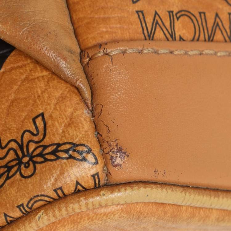 Pre Owned MCM Cognacn Visetos Coated Canvas and Leather Studs Stark Backpack