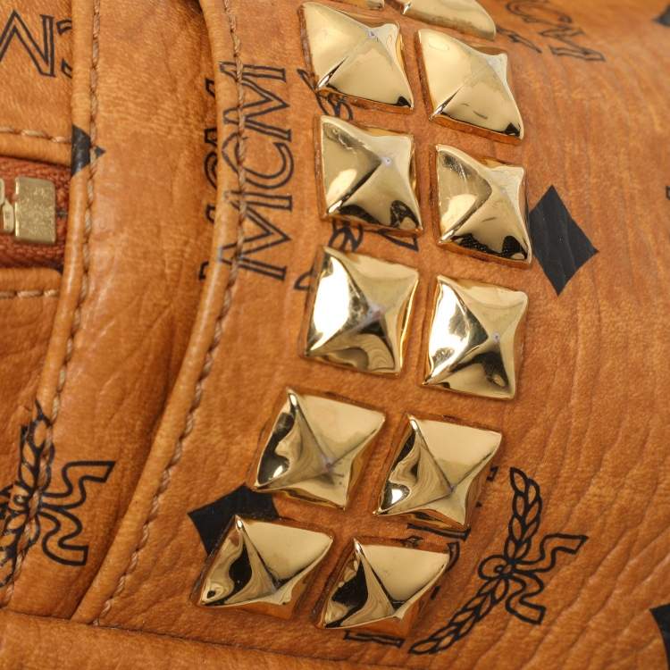 Pre Owned MCM Cognacn Visetos Coated Canvas and Leather Studs Stark Backpack
