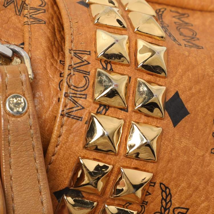 Pre Owned MCM Cognacn Visetos Coated Canvas and Leather Studs Stark Backpack