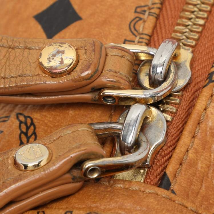 Pre Owned MCM Cognacn Visetos Coated Canvas and Leather Studs Stark Backpack