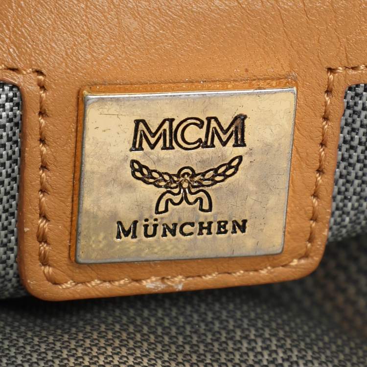 Pre Owned MCM Cognacn Visetos Coated Canvas and Leather Studs Stark Backpack