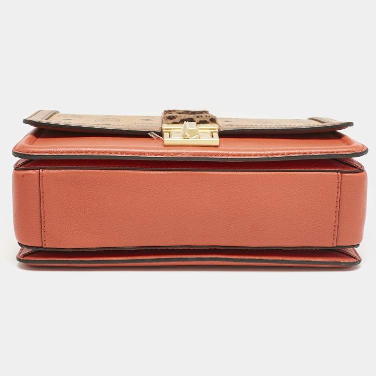 Pre Owned MCM Multicolor Visetos Coated Canvas, Calfhair and Leather Little Veronika Top Handle Bag